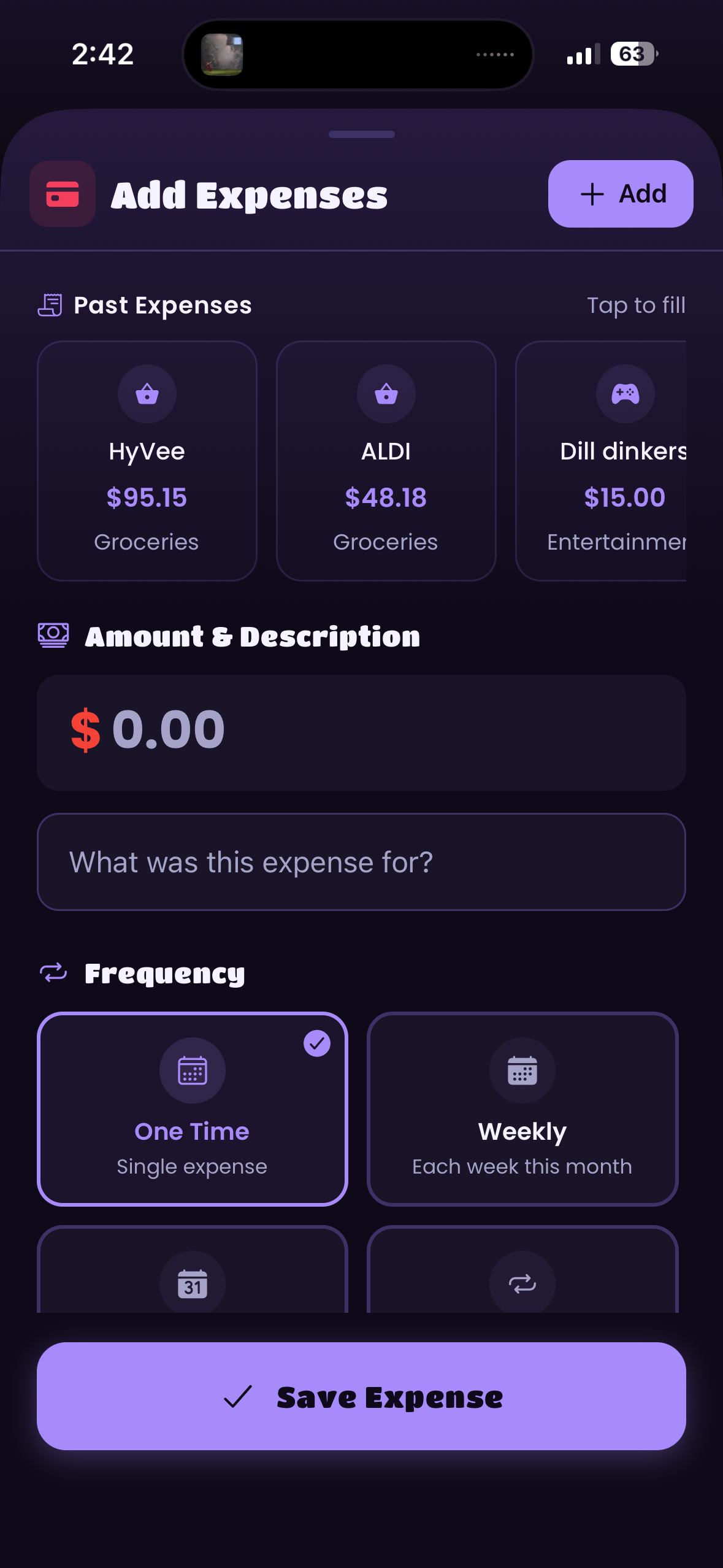 Add an expense