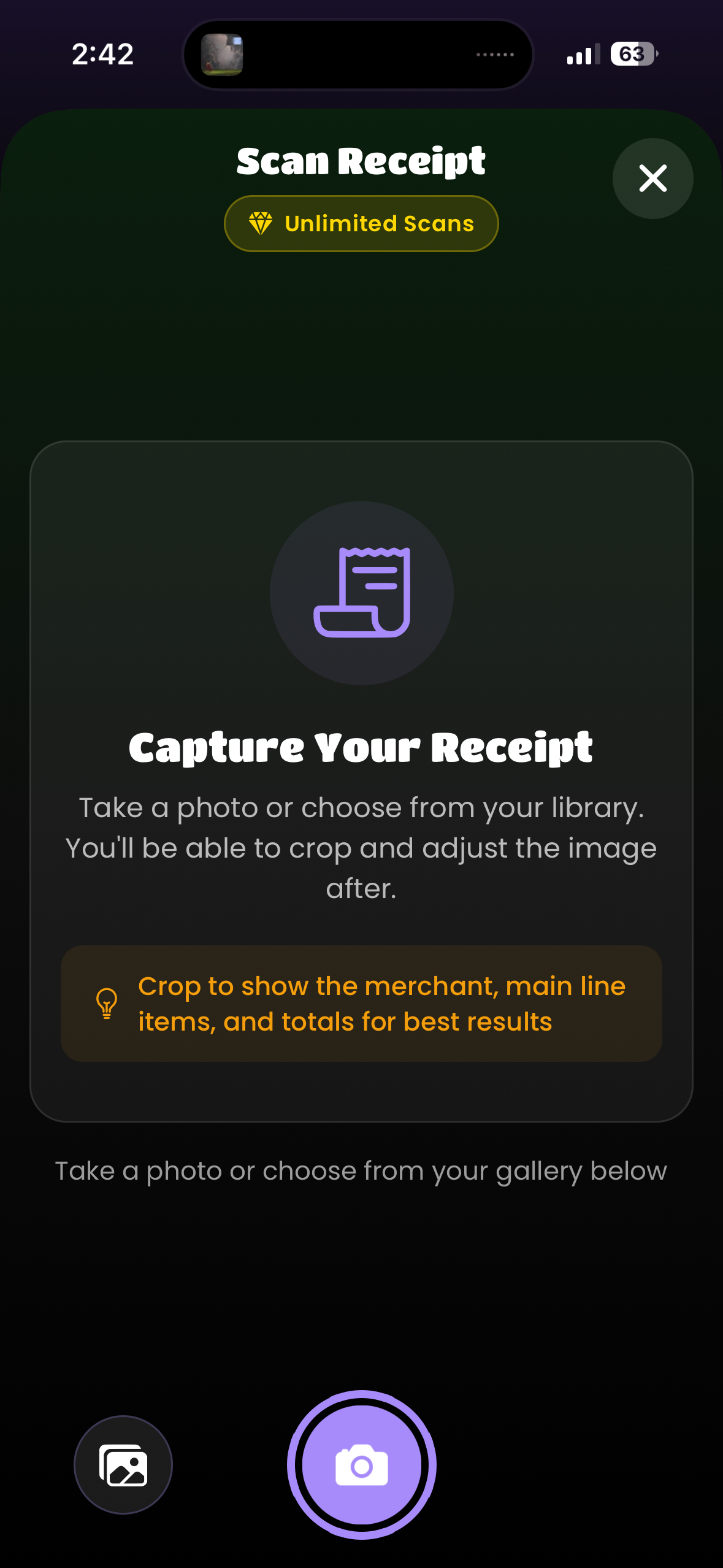 Scan a receipt